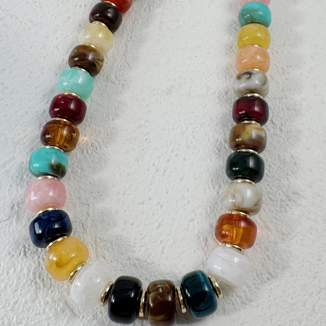Women's Unique Geometric Flat Round Bead Splicing Necklace